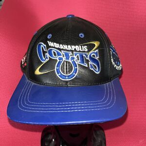 VINTAGE Indianapolis Colts Hat Cap Pro Elite Leather Strap Back Adjustable USA